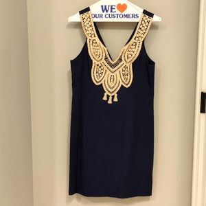 Navy and gold Lilly Pulitzer dress
